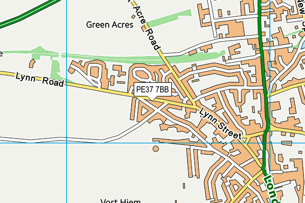 PE37 7BB map - OS VectorMap District (Ordnance Survey) PE37 7BB map - OS VectorMap District (Ordnance Survey)