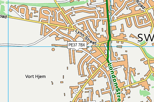 PE37 7BX map - OS VectorMap District (Ordnance Survey) PE37 7BX map - OS VectorMap District (Ordnance Survey)