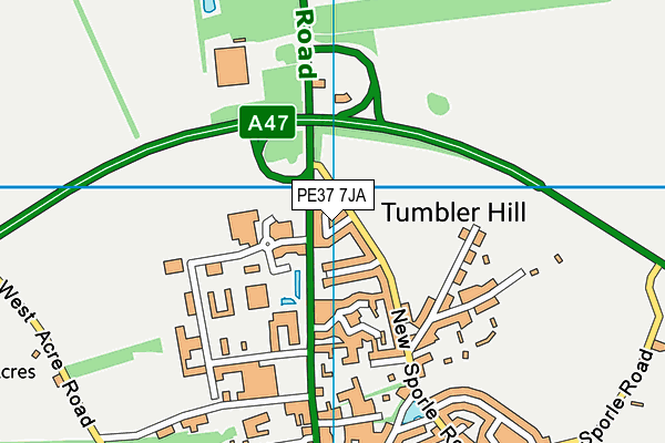 PE37 7JA map - OS VectorMap District (Ordnance Survey) PE37 7JA map - OS VectorMap District (Ordnance Survey)