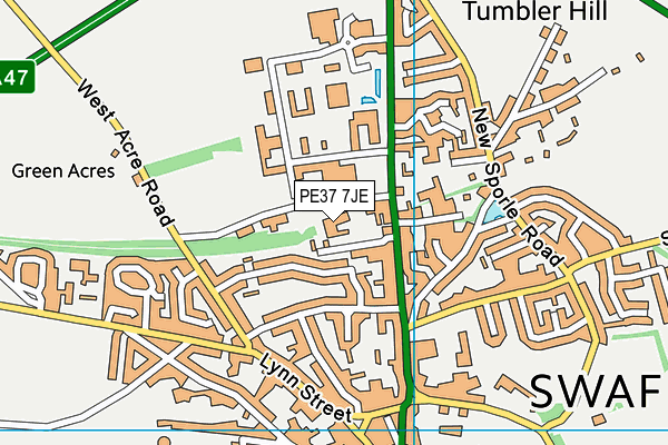 PE37 7JE map - OS VectorMap District (Ordnance Survey) PE37 7JE map - OS VectorMap District (Ordnance Survey)