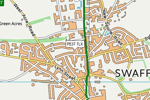 PE37 7LX map - OS VectorMap District (Ordnance Survey) PE37 7LX map - OS VectorMap District (Ordnance Survey)
