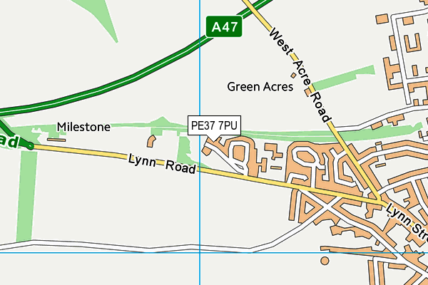 PE37 7PU map - OS VectorMap District (Ordnance Survey)