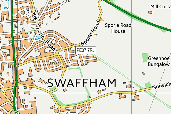 PE37 7RJ map - OS VectorMap District (Ordnance Survey)