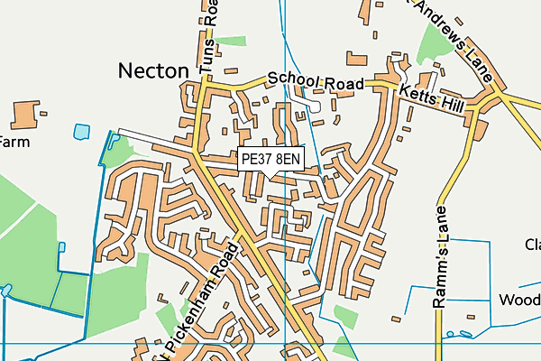 PE37 8EN map - OS VectorMap District (Ordnance Survey) PE37 8EN map - OS VectorMap District (Ordnance Survey)