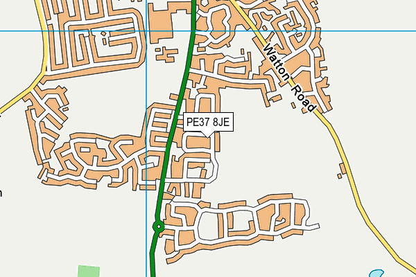 PE37 8JE map - OS VectorMap District (Ordnance Survey) PE37 8JE map - OS VectorMap District (Ordnance Survey)