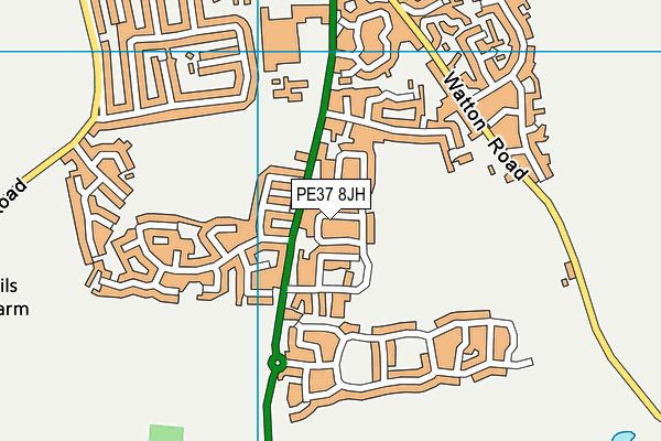 PE37 8JH map - OS VectorMap District (Ordnance Survey) PE37 8JH map - OS VectorMap District (Ordnance Survey)
