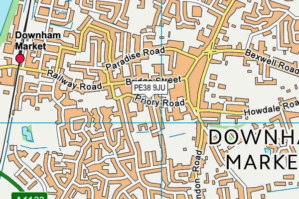 PE38 9JU map - OS VectorMap District (Ordnance Survey)