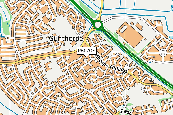PE4 7GF map - OS VectorMap District (Ordnance Survey)