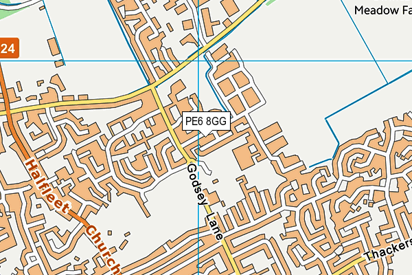 PE6 8GG map - OS VectorMap District (Ordnance Survey) PE6 8GG map - OS VectorMap District (Ordnance Survey)