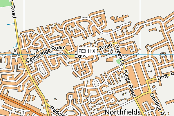 PE9 1HX map - OS VectorMap District (Ordnance Survey) PE9 1HX map - OS VectorMap District (Ordnance Survey)