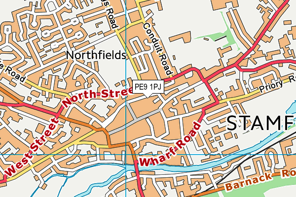 PE9 1PJ map - OS VectorMap District (Ordnance Survey)