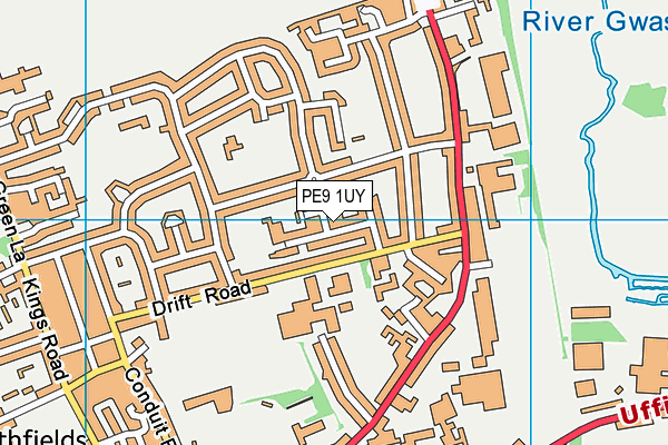 PE9 1UY map - OS VectorMap District (Ordnance Survey) PE9 1UY map - OS VectorMap District (Ordnance Survey)