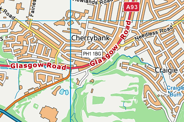 PH1 1BG map - OS VectorMap District (Ordnance Survey)