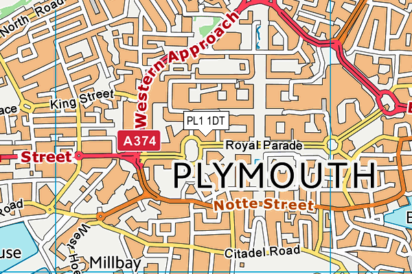 PL1 1DT map - OS VectorMap District (Ordnance Survey) PL1 1DT map - OS VectorMap District (Ordnance Survey)