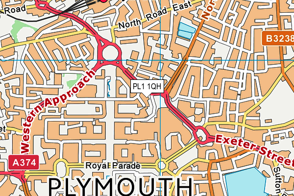 PL1 1QH map - OS VectorMap District (Ordnance Survey) PL1 1QH map - OS VectorMap District (Ordnance Survey)