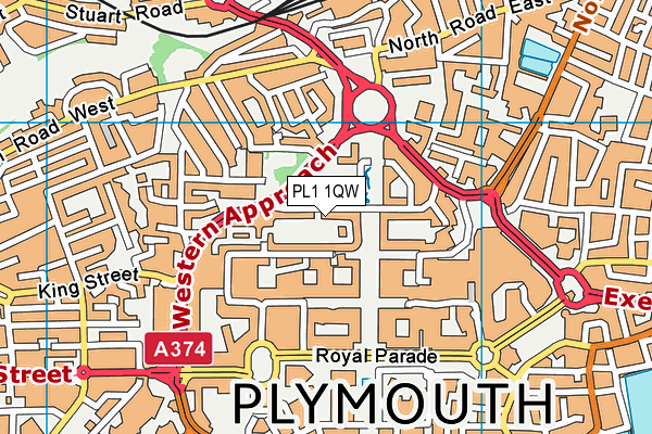 PL1 1QW map - OS VectorMap District (Ordnance Survey) PL1 1QW map - OS VectorMap District (Ordnance Survey)