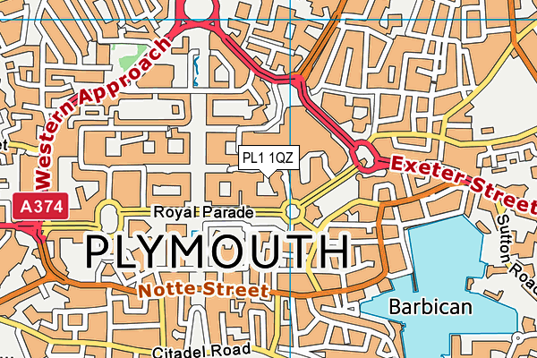 PL1 1QZ map - OS VectorMap District (Ordnance Survey) PL1 1QZ map - OS VectorMap District (Ordnance Survey)