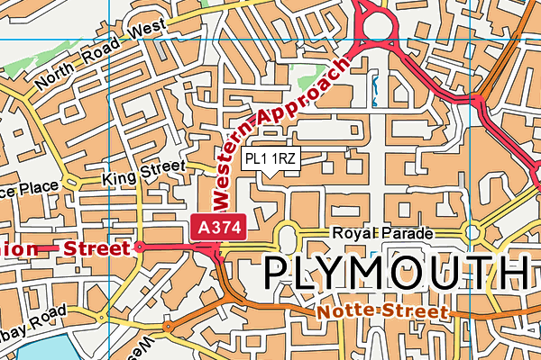 PL1 1RZ map - OS VectorMap District (Ordnance Survey) PL1 1RZ map - OS VectorMap District (Ordnance Survey)