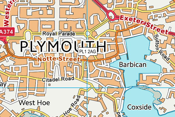 PL1 2AG map - OS VectorMap District (Ordnance Survey) PL1 2AG map - OS VectorMap District (Ordnance Survey)