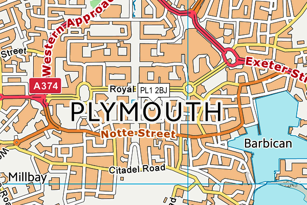 PL1 2BJ map - OS VectorMap District (Ordnance Survey) PL1 2BJ map - OS VectorMap District (Ordnance Survey)