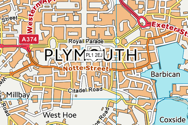 PL1 2EJ map - OS VectorMap District (Ordnance Survey) PL1 2EJ map - OS VectorMap District (Ordnance Survey)