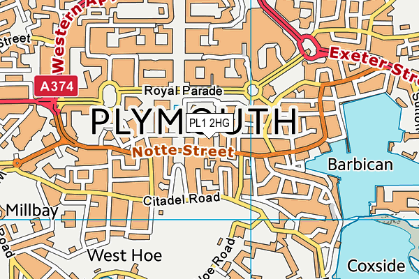 PL1 2HG map - OS VectorMap District (Ordnance Survey) PL1 2HG map - OS VectorMap District (Ordnance Survey)