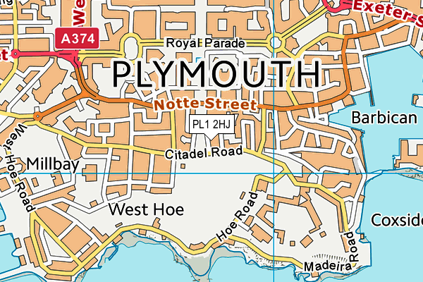 PL1 2HJ map - OS VectorMap District (Ordnance Survey) PL1 2HJ map - OS VectorMap District (Ordnance Survey)