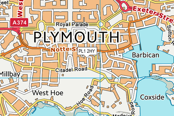 PL1 2HY map - OS VectorMap District (Ordnance Survey) PL1 2HY map - OS VectorMap District (Ordnance Survey)