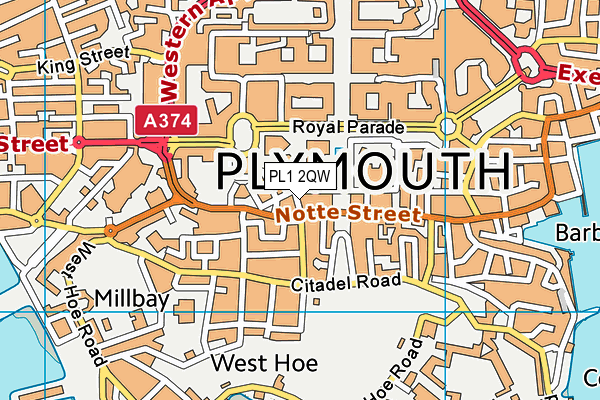 PL1 2QW map - OS VectorMap District (Ordnance Survey) PL1 2QW map - OS VectorMap District (Ordnance Survey)