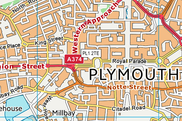 PL1 2TE map - OS VectorMap District (Ordnance Survey) PL1 2TE map - OS VectorMap District (Ordnance Survey)