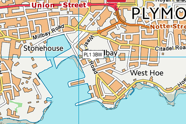 PL1 3BW map - OS VectorMap District (Ordnance Survey) PL1 3BW map - OS VectorMap District (Ordnance Survey)