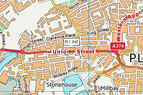 PL1 3HZ map - OS VectorMap District (Ordnance Survey)