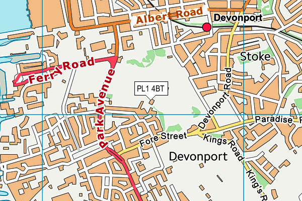 PL1 4BT map - OS VectorMap District (Ordnance Survey) PL1 4BT map - OS VectorMap District (Ordnance Survey)