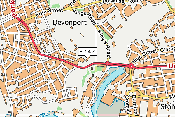 PL1 4JZ map - OS VectorMap District (Ordnance Survey) PL1 4JZ map - OS VectorMap District (Ordnance Survey)