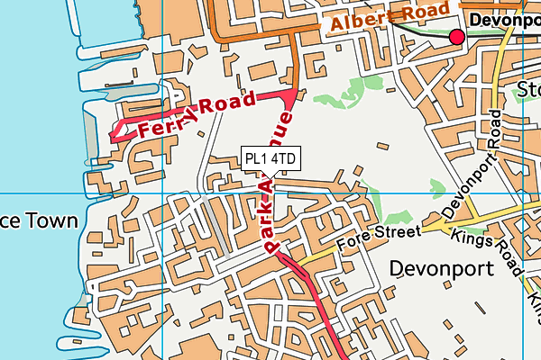 PL1 4TD map - OS VectorMap District (Ordnance Survey) PL1 4TD map - OS VectorMap District (Ordnance Survey)