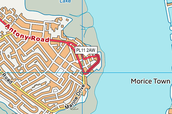 PL11 2AW map - OS VectorMap District (Ordnance Survey)
