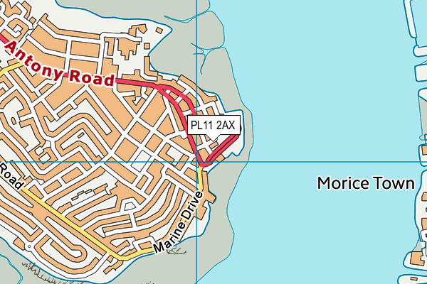 PL11 2AX map - OS VectorMap District (Ordnance Survey)