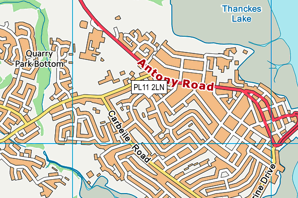 PL11 2LN map - OS VectorMap District (Ordnance Survey)