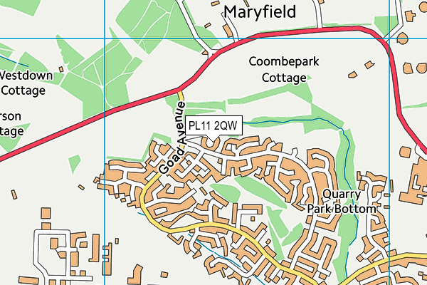 PL11 2QW map - OS VectorMap District (Ordnance Survey) PL11 2QW map - OS VectorMap District (Ordnance Survey)