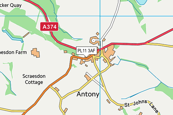 PL11 3AF map - OS VectorMap District (Ordnance Survey)