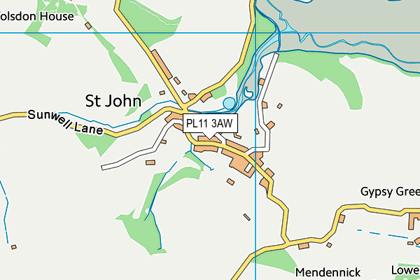 PL11 3AW map - OS VectorMap District (Ordnance Survey)