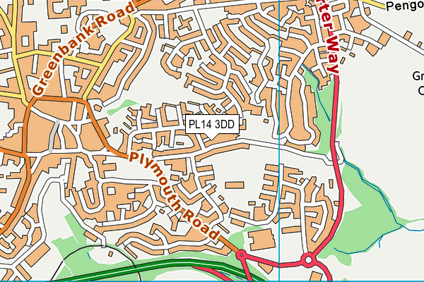 PL14 3DD map - OS VectorMap District (Ordnance Survey)
