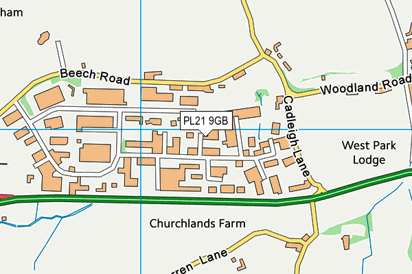 PL21 9GB map - OS VectorMap District (Ordnance Survey)