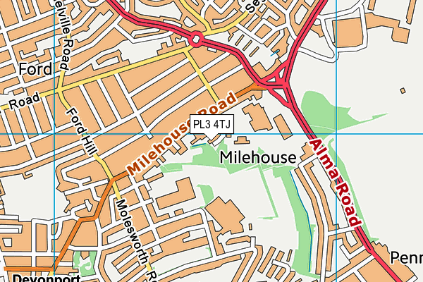 PL3 4TJ map - OS VectorMap District (Ordnance Survey) PL3 4TJ map - OS VectorMap District (Ordnance Survey)