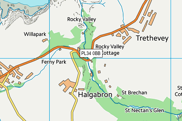 PL34 0BB map - OS VectorMap District (Ordnance Survey) PL34 0BB map - OS VectorMap District (Ordnance Survey)