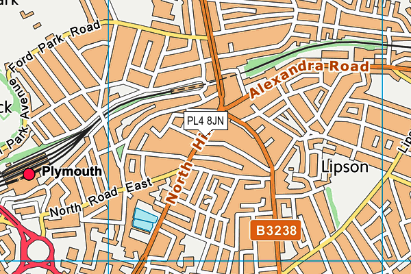 PL4 8JN map - OS VectorMap District (Ordnance Survey) PL4 8JN map - OS VectorMap District (Ordnance Survey)
