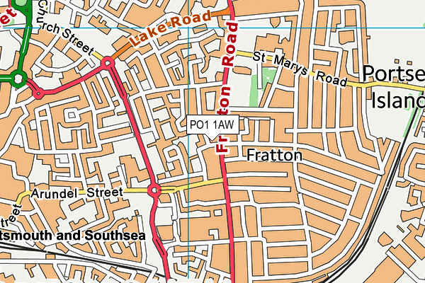 PO1 1AW map - OS VectorMap District (Ordnance Survey) PO1 1AW map - OS VectorMap District (Ordnance Survey)