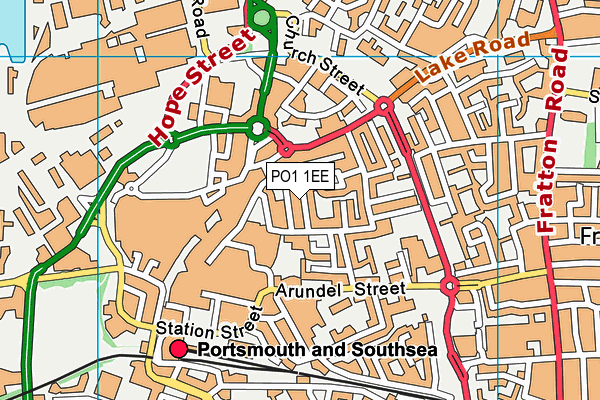 PO1 1EE map - OS VectorMap District (Ordnance Survey) PO1 1EE map - OS VectorMap District (Ordnance Survey)