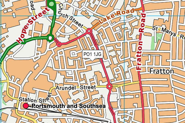 PO1 1JG map - OS VectorMap District (Ordnance Survey) PO1 1JG map - OS VectorMap District (Ordnance Survey)
