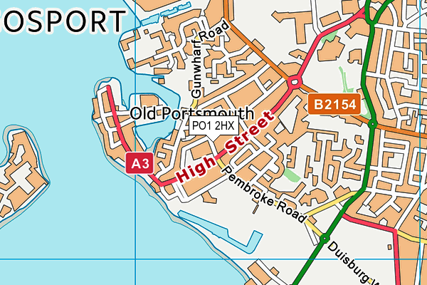 PO1 2HX map - OS VectorMap District (Ordnance Survey) PO1 2HX map - OS VectorMap District (Ordnance Survey)